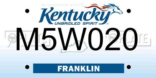 M5W020 Kentucky License Plate