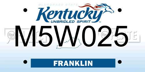 M5W025 Kentucky License Plate
