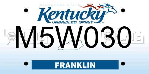 M5W030 Kentucky License Plate