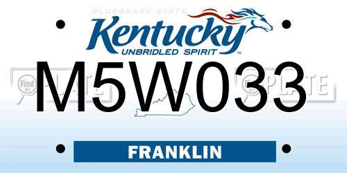 M5W033 Kentucky License Plate