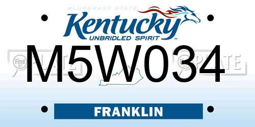 M5W034 Kentucky License Plate