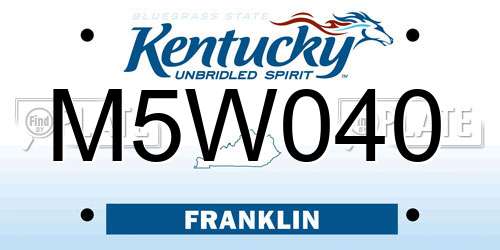 M5W040 Kentucky License Plate