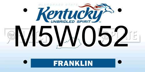 M5W052 Kentucky License Plate