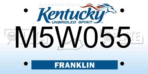 M5W055 Kentucky License Plate