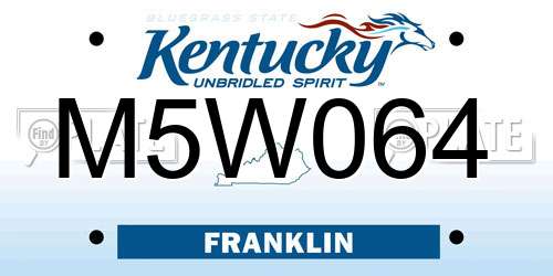 M5W064 Kentucky License Plate