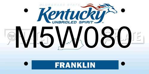 M5W080 Kentucky License Plate
