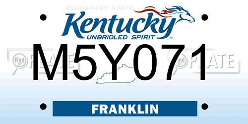 M5Y071 Kentucky License Plate