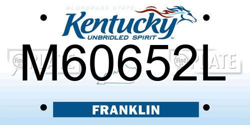 M60652L Kentucky License Plate