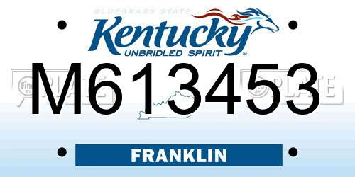 M613453 Kentucky License Plate