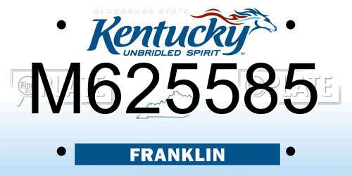 M625585 Kentucky License Plate