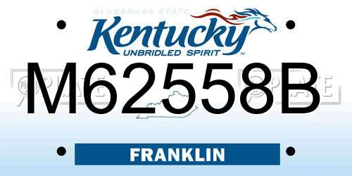 M62558B Kentucky License Plate