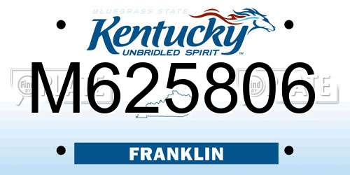M625806 Kentucky License Plate