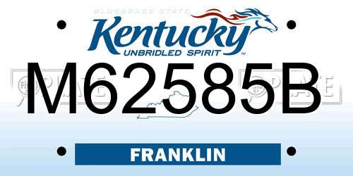 M62585B Kentucky License Plate