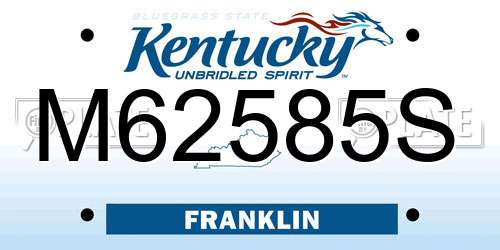 M62585S Kentucky License Plate