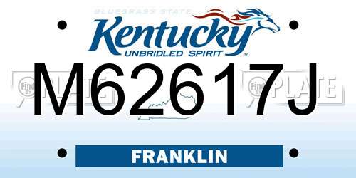 M62617J Kentucky License Plate