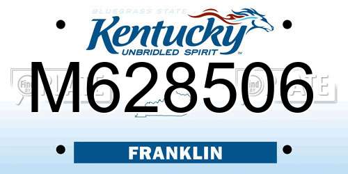 M628506 Kentucky License Plate