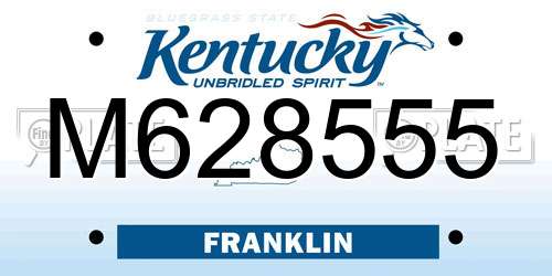M628555 Kentucky License Plate