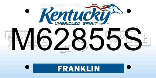 M62855S Kentucky License Plate