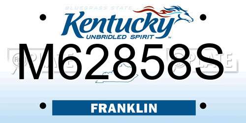 M62858S Kentucky License Plate