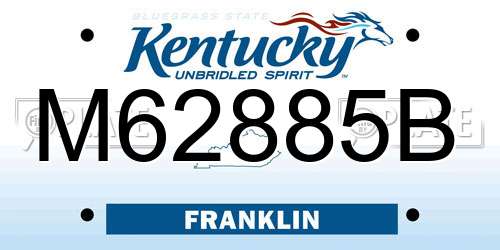 M62885B Kentucky License Plate