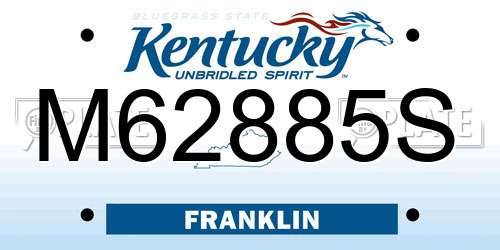 M62885S Kentucky License Plate