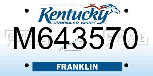 M643570 Kentucky License Plate