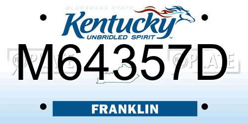 M64357D Kentucky License Plate