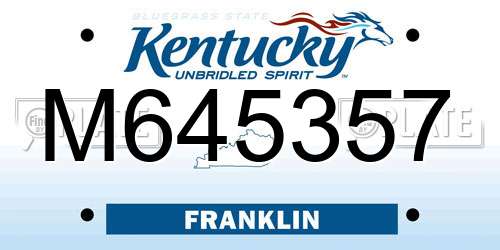 M645357 Kentucky License Plate