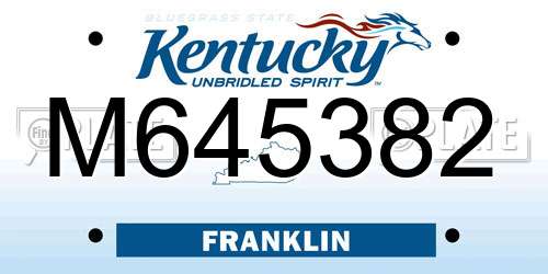 M645382 Kentucky License Plate
