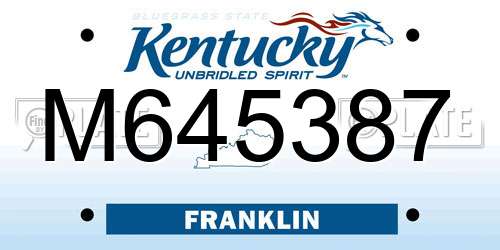 M645387 Kentucky License Plate