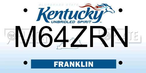 M64ZRN Kentucky License Plate