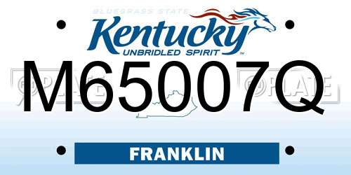 M65007Q Kentucky License Plate