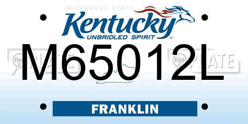 M65012L Kentucky License Plate