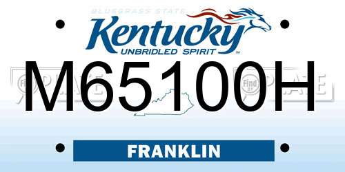 M65100H Kentucky License Plate