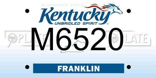 M6520 Kentucky License Plate