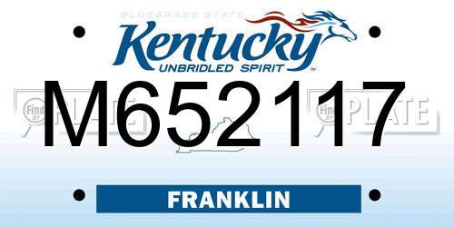 M652117 Kentucky License Plate