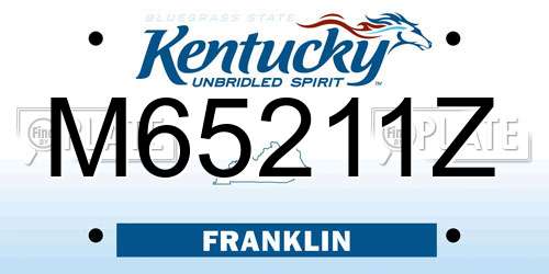 M65211Z Kentucky License Plate