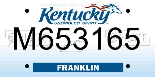 M653165 Kentucky License Plate