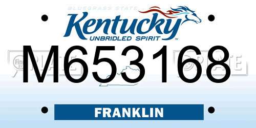 M653168 Kentucky License Plate
