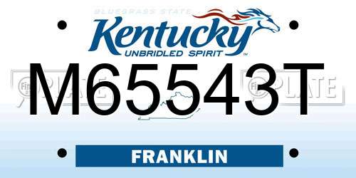 M65543T Kentucky License Plate
