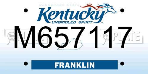 M657117 Kentucky License Plate