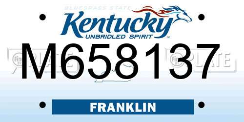 M658137 Kentucky License Plate