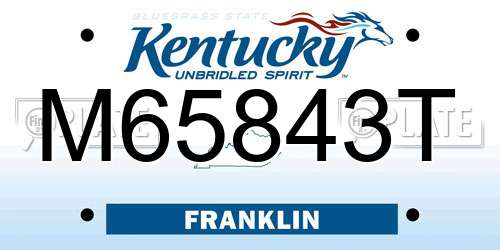 M65843T Kentucky License Plate