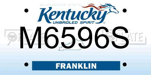 M6596S Kentucky License Plate