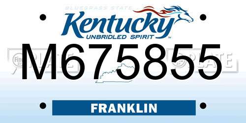 M675855 Kentucky License Plate