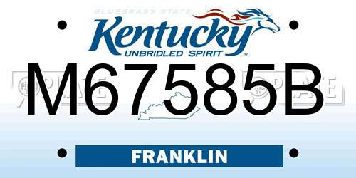 M67585B Kentucky License Plate