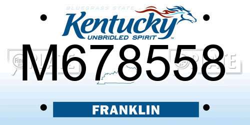 M678558 Kentucky License Plate