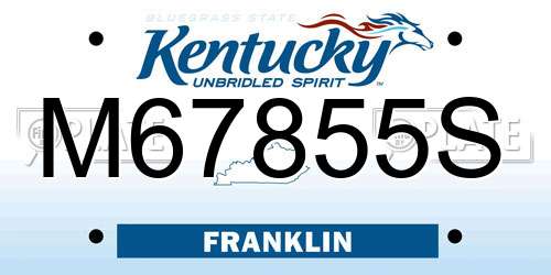 M67855S Kentucky License Plate