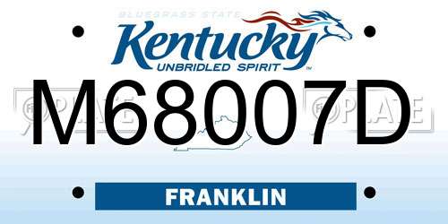 M68007D Kentucky License Plate