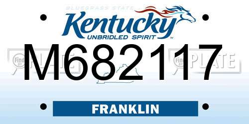 M682117 Kentucky License Plate